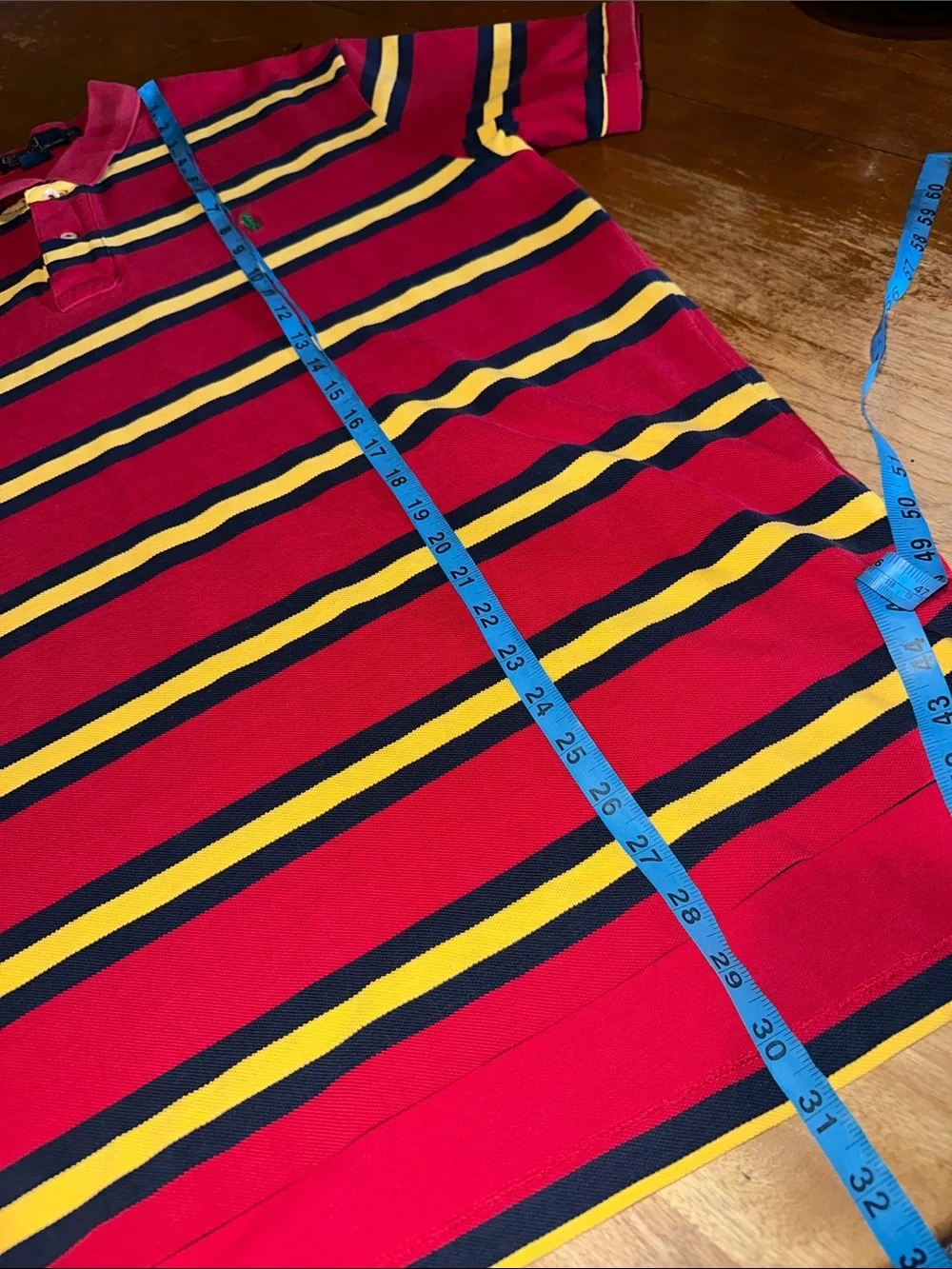 Ralph Lauren Red Polo with Navy and Yellow Stripes